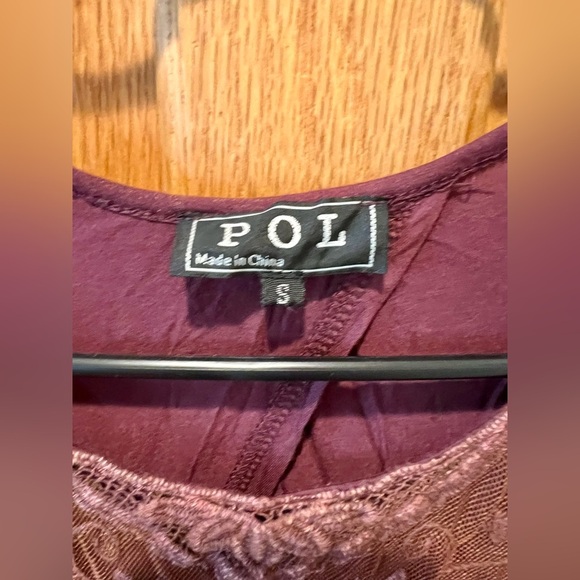 POL Burgundy Asymmetrical Dress with Lace - Picture 7 of 8